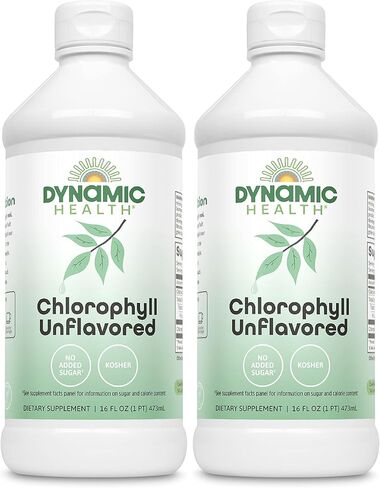 Dynamic Health Liquid Chlorophyll Unflavored 100 mg, Sodium Copper Chlorophyllins with Alfalfa and Mulberry Leaves, Plant Cleanse and Deodorizing, No Added Sugar, 16 Fl Oz in Saudi Arabia
