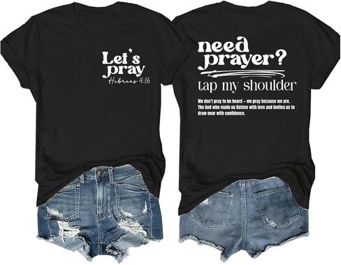 Need Prayer Tap My Shoulder Shirt V Neck Let's Pray T-Shirt How Can I Pray for You Christian Shirts for Women Men in Saudi Arabia