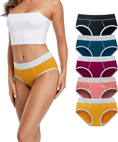 TUTUESTHER Hipster Panties for Women Cotton Mid Rise Briefs Underwear Full Coverage Sporty Underpants in Kuwait