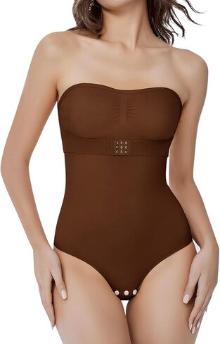 Strapless Faja Bodysuit Shapewear Thong Body shaper for Women Under Dress Strapless Shapewear Tummy Control in Kuwait