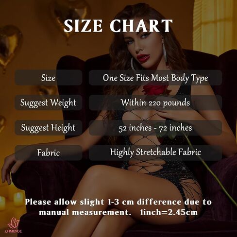 Sexy Lingerie for Women, Black Rhinestone Cutout Bodysuit, One Size High Stretch Nylon Lace Teddy (Style-Black05) in Saudi Arabia