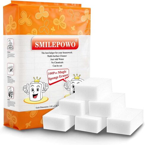 Magic Sponge Eraser 100 Pack Extra Thick and Long Lasting Melamine Sponges in Bulk - Multi Surface Power Scrubber Foam Cleaning Pads - Bathtub, Floor, Baseboard, Bathroom, Wall Cleaner in Kuwait