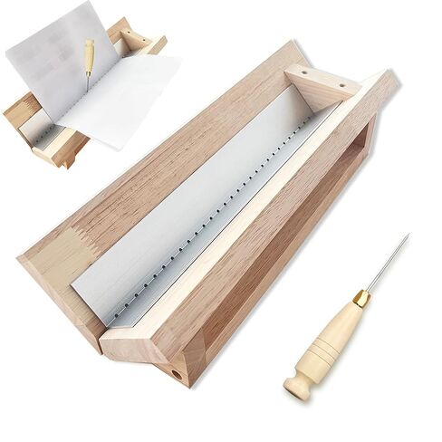 Bookbinding Punching Cradle with Aluminum Piercing Guide, with an Awl and Ruler, Signature Punching Tool Set for Bookbinding Kit, for Book DIY Crafts, Polished Smooth Surface, Easy to Use Guide in Kuwait