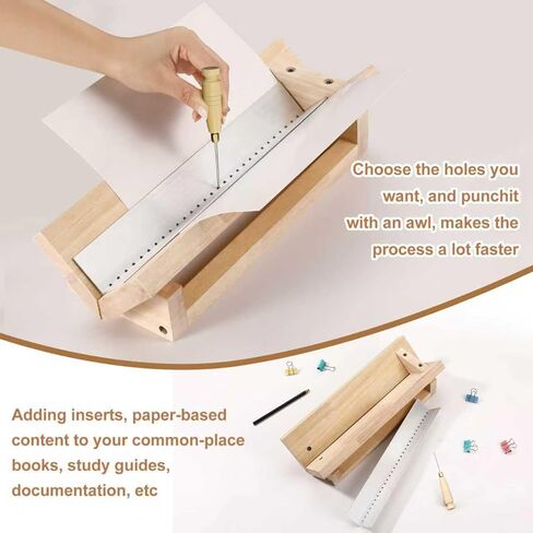 Bookbinding Punching Cradle with Aluminum Piercing Guide, with an Awl and Ruler, Signature Punching Tool Set for Bookbinding Kit, for Book DIY Crafts, Polished Smooth Surface, Easy to Use Guide in Kuwait