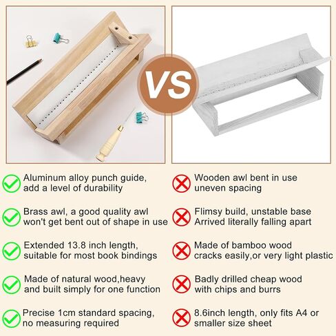 Bookbinding Punching Cradle with Aluminum Piercing Guide, with an Awl and Ruler, Signature Punching Tool Set for Bookbinding Kit, for Book DIY Crafts, Polished Smooth Surface, Easy to Use Guide in Kuwait