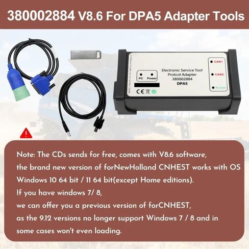 380002884 ESTV8.6 V9.5 V9.8 V9.12 DPA5 مجموعة أدوات التشخيص / محول بروتوكول ديربورن 5 - يناسب أدوات الخدمة الإلكترونية New Holland لحفارة شاحنة جرار in Kuwait