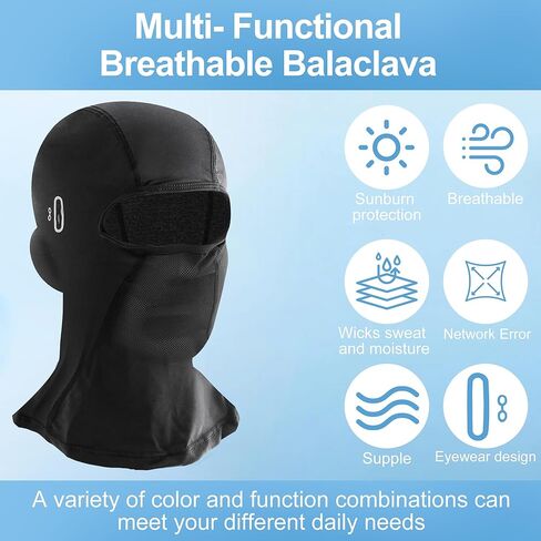 قناع الوجه بالاكلافا الصيفي، قناع الوجه الحريري الجليدي البارد للحماية من الأشعة فوق البنفسجية من الشمس، بالاكلافا للدراجات النارية مع فتحات للنظارات، قناع التزلج للرجال والنساء باللون الأسود in Kuwait
