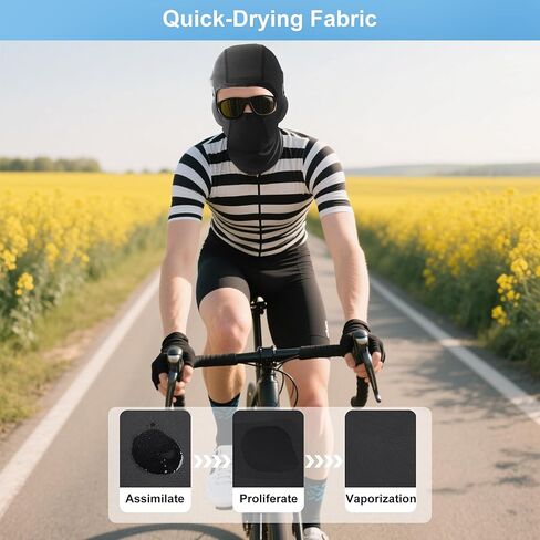 قناع الوجه بالاكلافا الصيفي، قناع الوجه الحريري الجليدي البارد للحماية من الأشعة فوق البنفسجية من الشمس، بالاكلافا للدراجات النارية مع فتحات للنظارات، قناع التزلج للرجال والنساء باللون الأسود in Kuwait