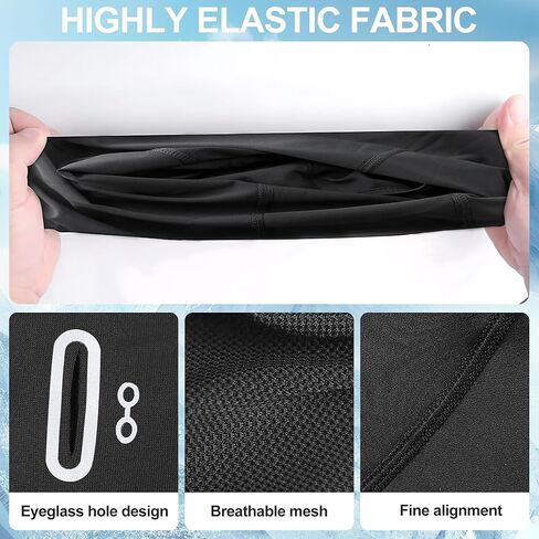 قناع الوجه بالاكلافا الصيفي، قناع الوجه الحريري الجليدي البارد للحماية من الأشعة فوق البنفسجية من الشمس، بالاكلافا للدراجات النارية مع فتحات للنظارات، قناع التزلج للرجال والنساء باللون الأسود in Kuwait