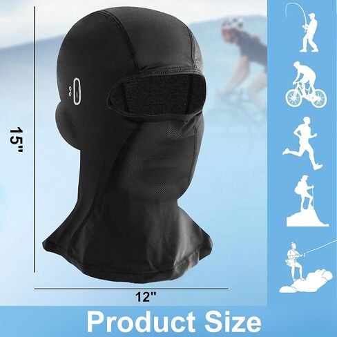 قناع الوجه بالاكلافا الصيفي، قناع الوجه الحريري الجليدي البارد للحماية من الأشعة فوق البنفسجية من الشمس، بالاكلافا للدراجات النارية مع فتحات للنظارات، قناع التزلج للرجال والنساء باللون الأسود in Kuwait