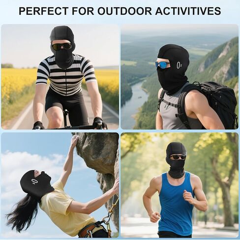 قناع الوجه بالاكلافا الصيفي، قناع الوجه الحريري الجليدي البارد للحماية من الأشعة فوق البنفسجية من الشمس، بالاكلافا للدراجات النارية مع فتحات للنظارات، قناع التزلج للرجال والنساء باللون الأسود in Kuwait