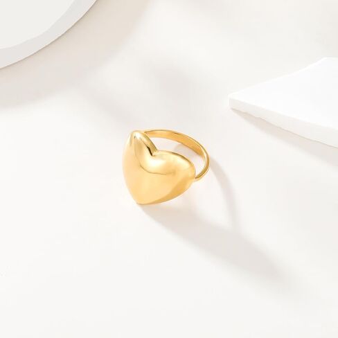 Heart Shaped Ring Women 18k Stainless Steel Gold Plated Pure Love Heart Shaped Ring Simple Stacking Finger Jewelry Gift Cute Women Gold Ring in Saudi Arabia