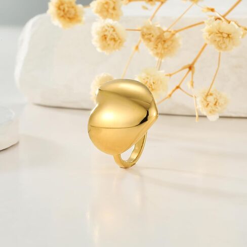 Heart Shaped Ring Women 18k Stainless Steel Gold Plated Pure Love Heart Shaped Ring Simple Stacking Finger Jewelry Gift Cute Women Gold Ring in Saudi Arabia