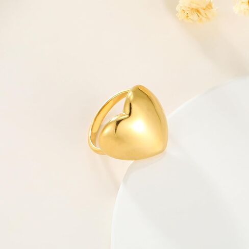 Heart Shaped Ring Women 18k Stainless Steel Gold Plated Pure Love Heart Shaped Ring Simple Stacking Finger Jewelry Gift Cute Women Gold Ring in Saudi Arabia