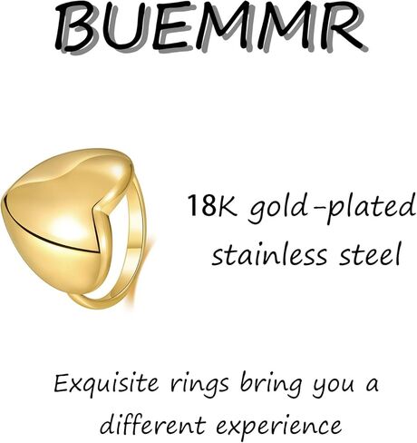 Heart Shaped Ring Women 18k Stainless Steel Gold Plated Pure Love Heart Shaped Ring Simple Stacking Finger Jewelry Gift Cute Women Gold Ring in Saudi Arabia