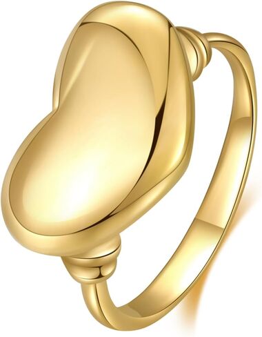 Heart Shaped Ring Women 18k Stainless Steel Gold Plated Pure Love Heart Shaped Ring Simple Stacking Finger Jewelry Gift Cute Women Gold Ring in Saudi Arabia
