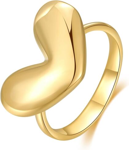Heart Shaped Ring Women 18k Stainless Steel Gold Plated Pure Love Heart Shaped Ring Simple Stacking Finger Jewelry Gift Cute Women Gold Ring in Saudi Arabia