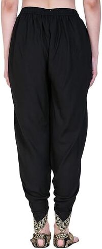 Women's Harem Dhoti Pants with Gold Embellished Trim, Maroon, Free Size 28-36 in Saudi Arabia