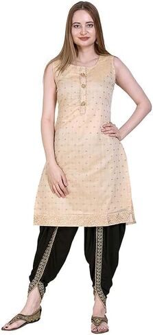 Women's Harem Dhoti Pants with Gold Embellished Trim, Maroon, Free Size 28-36 in Saudi Arabia