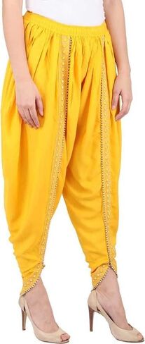 Women's Harem Dhoti Pants with Gold Embellished Trim, Maroon, Free Size 28-36 in Saudi Arabia
