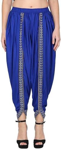Women's Harem Dhoti Pants with Gold Embellished Trim, Maroon, Free Size 28-36 in Saudi Arabia