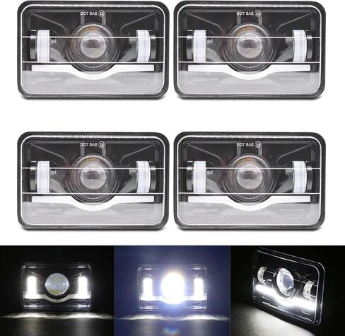 VCSZXKLY 4x6 Led Headlights Compatible for 1980 1981 1982 1983 1984 1985 1986 1987 1988 Chevrolet Monte Carlo SS El Camino Headlights High Low Beam, DOT Approved Rectangular H4651 H4652 H4656 H4666 in Kuwait