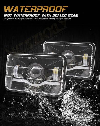 VCSZXKLY 4x6 Led Headlights Compatible for 1980 1981 1982 1983 1984 1985 1986 1987 1988 Chevrolet Monte Carlo SS El Camino Headlights High Low Beam, DOT Approved Rectangular H4651 H4652 H4656 H4666 in Kuwait