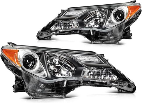 مجموعة المصابيح الأمامية الجانبية للسائق والراكب مناسبة لـ 2013 2014 2015 لسيارة Toyota RAV4 عدسة شفافة باللون الأسود مجموعة المصابيح الأمامية استبدال زوج 81170-OR042 81130-OR042 in Kuwait
