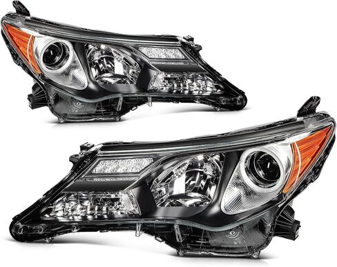 مجموعة المصابيح الأمامية الجانبية للسائق والراكب مناسبة لـ 2013 2014 2015 لسيارة Toyota RAV4 عدسة شفافة باللون الأسود مجموعة المصابيح الأمامية استبدال زوج 81170-OR042 81130-OR042 in Kuwait