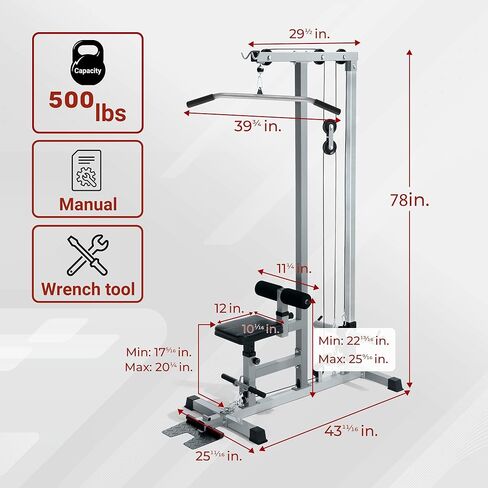 Yes4All LAT Pull Down Machines, LAT Row Cable Machine, LAT Tower with Additional Pulley Cable, High & Low Pulley Stations in Saudi Arabia