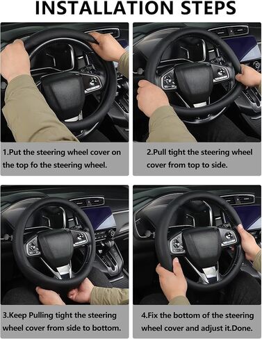 غطاء عجلة قيادة جلدي لـ RAM 1500/2500/3500 (2012 إلى الوقت الحاضر) - 15.2-16 بوصة مقبض عجلة قيادة شاحنة قابل للتنفس مضاد للانزلاق، ملحق داخلي ناعم صديق للبشرة لشاحنات RAM in Kuwait