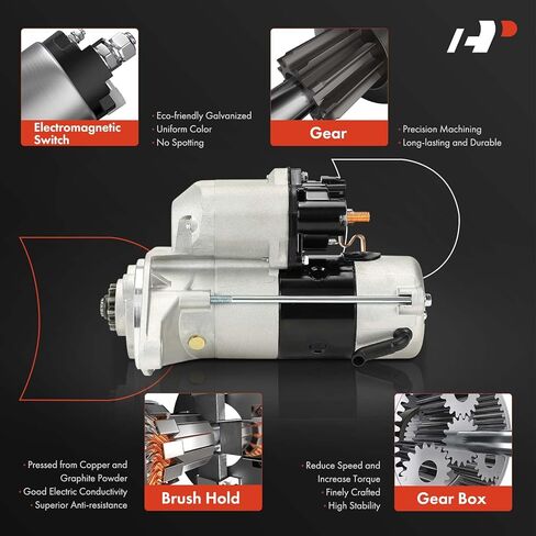 A-Premium Starter Motor Compatible with Isuzu NPR 2007-2009, NPR-HD 2008-2024, NPR-XD 2015-2022, NQR/NRR 2008-2024, 5.2L, 12V 3.0KW 11-Tooth Clockwise in Saudi Arabia