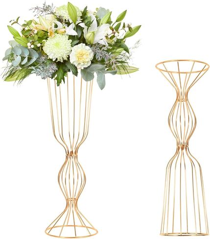2Pcs Gold Vases for Centerpieces, 23.6in/60cm Metal Tall Elegant Metal Flower Arrangement Stand, Flower Stand for Wedding Centerpieces for Tables Party Event Home Reception Decorations in Saudi Arabia