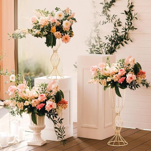 2Pcs Gold Vases for Centerpieces, 23.6in/60cm Metal Tall Elegant Metal Flower Arrangement Stand, Flower Stand for Wedding Centerpieces for Tables Party Event Home Reception Decorations in Saudi Arabia