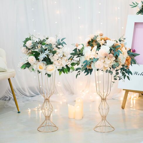 2Pcs Gold Vases for Centerpieces, 23.6in/60cm Metal Tall Elegant Metal Flower Arrangement Stand, Flower Stand for Wedding Centerpieces for Tables Party Event Home Reception Decorations in Saudi Arabia