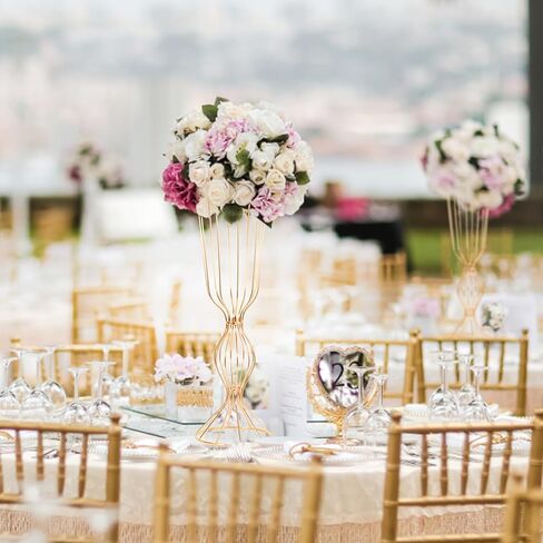 2Pcs Gold Vases for Centerpieces, 23.6in/60cm Metal Tall Elegant Metal Flower Arrangement Stand, Flower Stand for Wedding Centerpieces for Tables Party Event Home Reception Decorations in Saudi Arabia