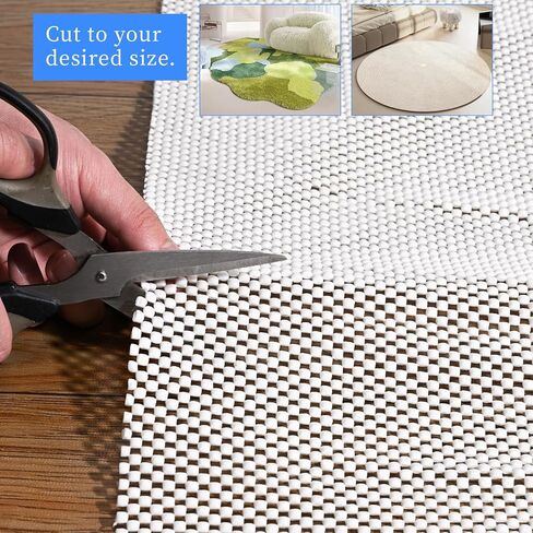 Non Slip Rug Pad Gripper 8X10 FT for Hardwood Floors, Eco-Friendly Anti Skid Mat Under Area Rugs, Keeps Rugs Safe and Flat, Odorless Cushioned Pad for Floor Protection, Easy to Trim Multi-Use Mat in Saudi Arabia