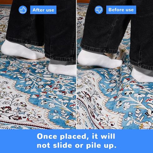 Non Slip Rug Pad Gripper 8X10 FT for Hardwood Floors, Eco-Friendly Anti Skid Mat Under Area Rugs, Keeps Rugs Safe and Flat, Odorless Cushioned Pad for Floor Protection, Easy to Trim Multi-Use Mat in Saudi Arabia