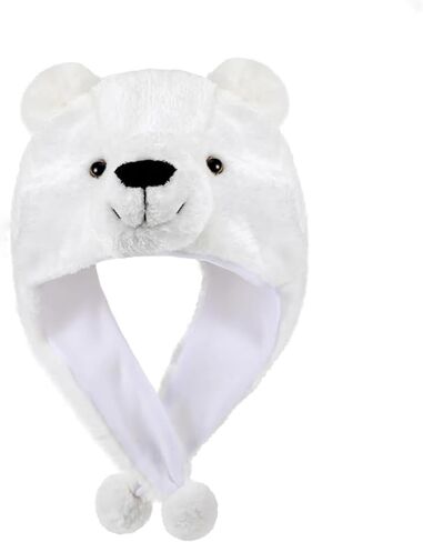 Polar Bear Hat with Ears Cozy Plush Beanie for Adults Funny Winter & Halloween Costume Accessory, Cute Animal Ears for Parties in Saudi Arabia