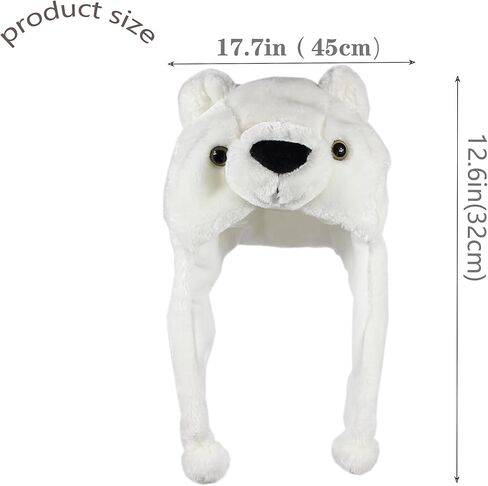 Polar Bear Hat with Ears Cozy Plush Beanie for Adults Funny Winter & Halloween Costume Accessory, Cute Animal Ears for Parties in Saudi Arabia