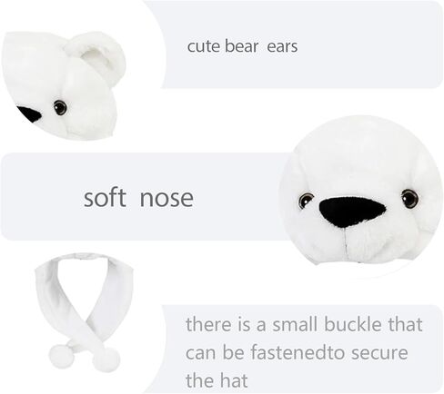 Polar Bear Hat with Ears Cozy Plush Beanie for Adults Funny Winter & Halloween Costume Accessory, Cute Animal Ears for Parties in Saudi Arabia