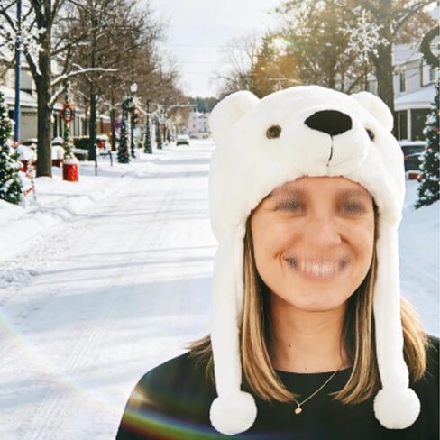 Polar Bear Hat with Ears Cozy Plush Beanie for Adults Funny Winter & Halloween Costume Accessory, Cute Animal Ears for Parties in Saudi Arabia
