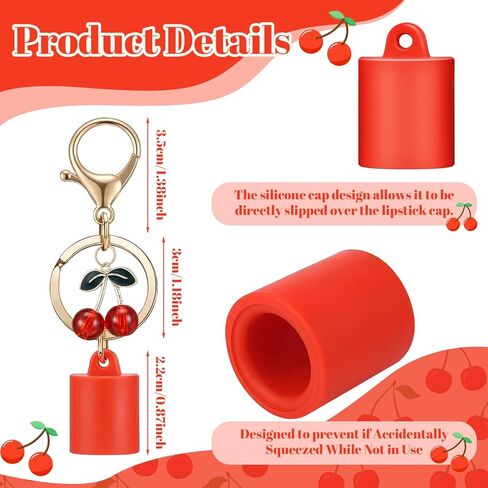 Nosiny 6 Pcs Keychain Caps Compatible with Summer Fridays 0.5 oz Lip Balm Keychains Cute Cherry Strawberries Keychain Lipstick Holder Lipgloss Charms Preppy Stuff in Saudi Arabia