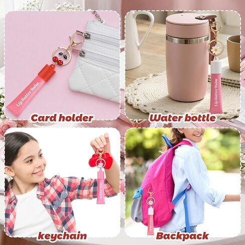 Nosiny 6 Pcs Keychain Caps Compatible with Summer Fridays 0.5 oz Lip Balm Keychains Cute Cherry Strawberries Keychain Lipstick Holder Lipgloss Charms Preppy Stuff in Saudi Arabia