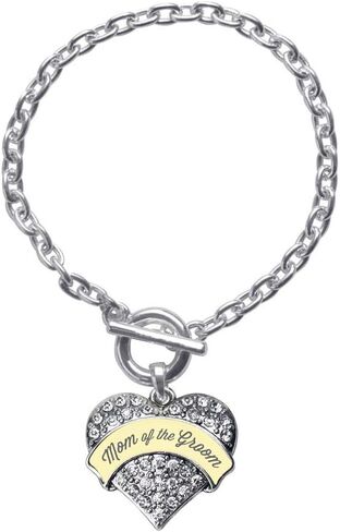 Inspired Silver - Silver Pave Heart Charm Toggle Bracelet with Cubic Zirconia Jewelry in Saudi Arabia