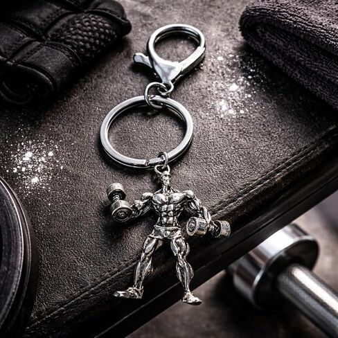 Weightlifting Keychain – Fitness Keychains Bag Charms for Women with Muscle Man, Gym Key Chains Gifts for Fitness Lovers, Girls, Family, Friends, Colleagues in Kuwait