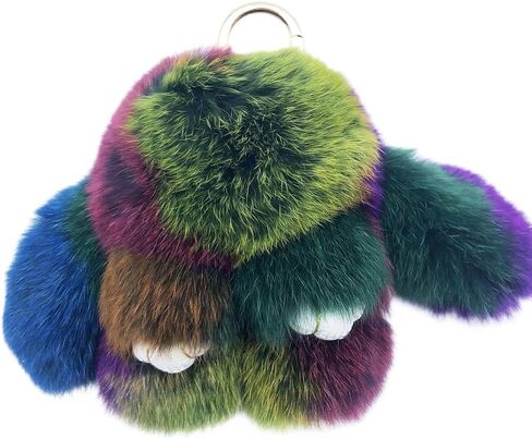 Unpafcxddyig Bunny Keychain Mini Cute Rex Rabbit Faux Fur Key chain 3.9in for Car Handbag Keyring multicolour in Saudi Arabia