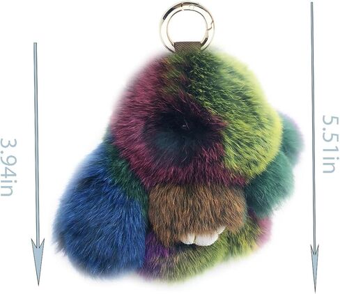 Unpafcxddyig Bunny Keychain Mini Cute Rex Rabbit Faux Fur Key chain 3.9in for Car Handbag Keyring multicolour in Saudi Arabia