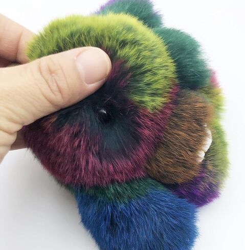 Unpafcxddyig Bunny Keychain Mini Cute Rex Rabbit Faux Fur Key chain 3.9in for Car Handbag Keyring multicolour in Saudi Arabia