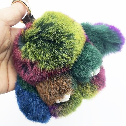 Unpafcxddyig Bunny Keychain Mini Cute Rex Rabbit Faux Fur Key chain 3.9in for Car Handbag Keyring multicolour in Saudi Arabia